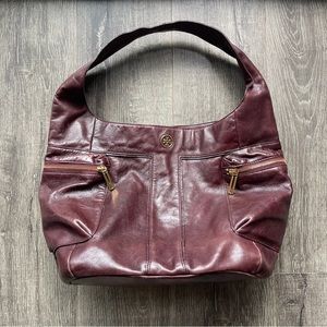 Tory Burch Maroon Leather Hobo Bag